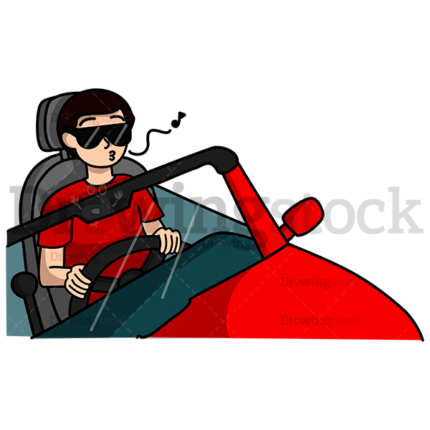 Man Whistling While Driving His Car Watermark