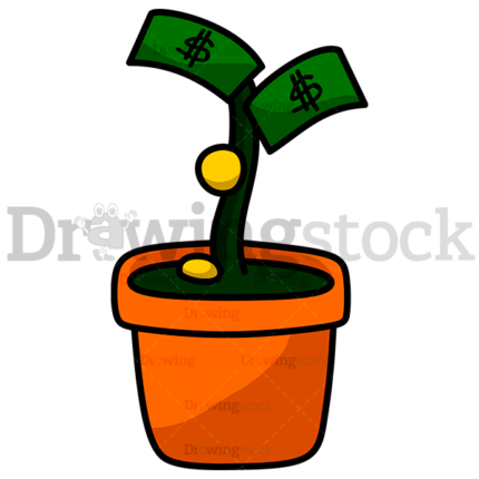 Money Plant With Bills And Coins #1 Watermark
