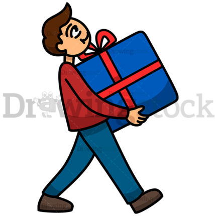 Man Carrying A Gift In His Arms Watermark