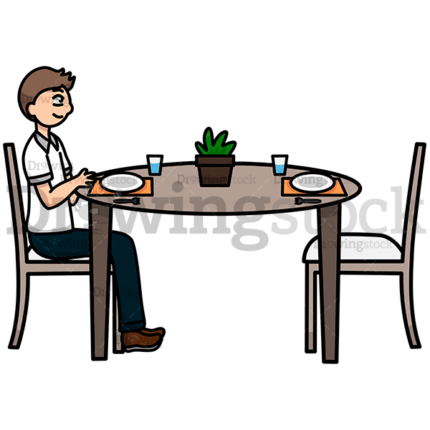 Man Sitting Alone At A Table Waiting For Someone Watermark