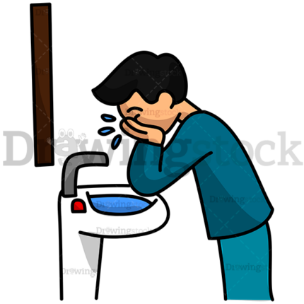 Man Washing His Face At The Sink Watermark