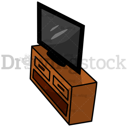 Television On A Table With Perspective Watermark