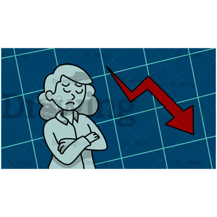 Disappointed Woman And A Falling Graph Watermark