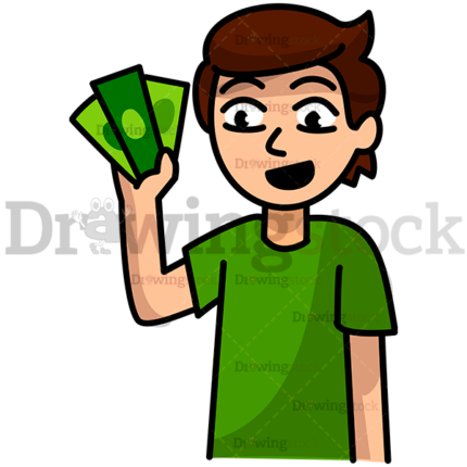 Happy Man Wanting To Pay With Money Watermark