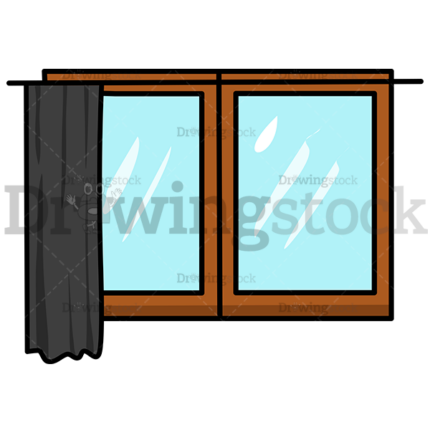Window With The Curtain Drawn To One Side Watermark