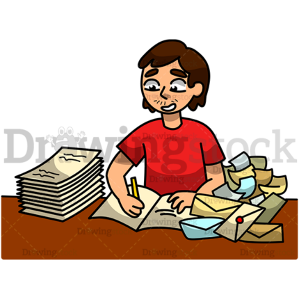 Happy Man Planning His Accounts And Finances Watermark