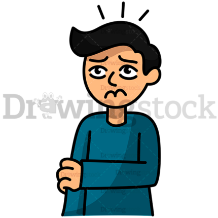 Man With A Shy Expression Taking His Arm Watermark