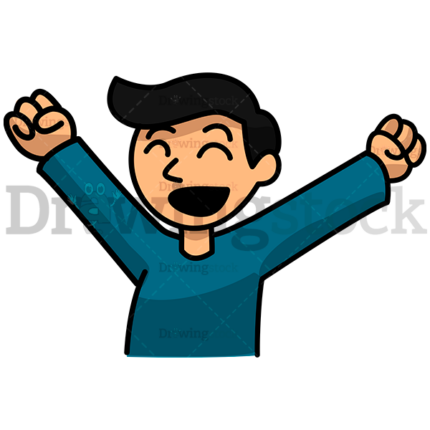 Man With Arms Raised And Expression Of Happiness Watermark