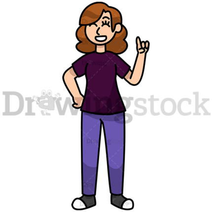 Standing Woman Pointing Up Watermark