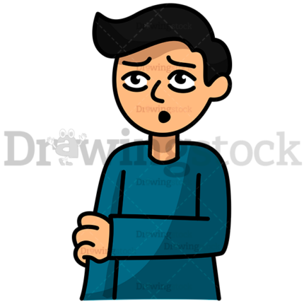 Man Talking Uncertain While Holding His Arm Watermark