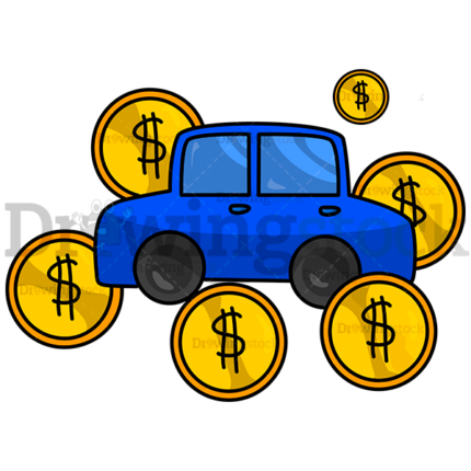 Cute Car Surrounded By Coins Watermark