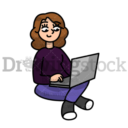 A woman sitting on the floor using her laptop watermark 600x600